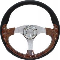 Pursuit 14" Woodgrain & Black Steering Wheel with Adaptor